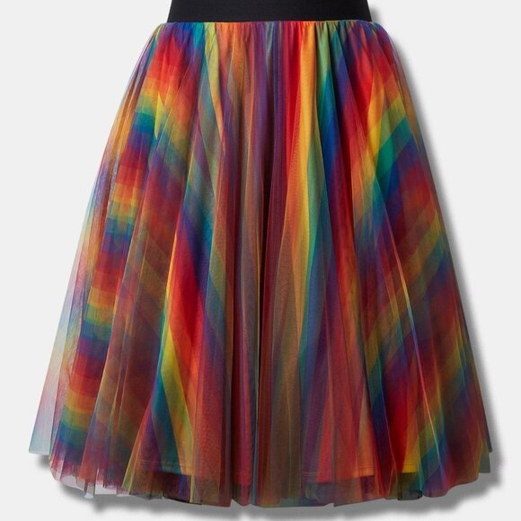 Torrid Rainbow Multi Pride Midi Tulle A Line Skirt 1 1X NWOT - Picture 4 of 4